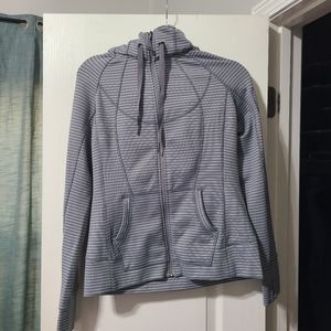 Athleta Medium zip up striped blue sweater
